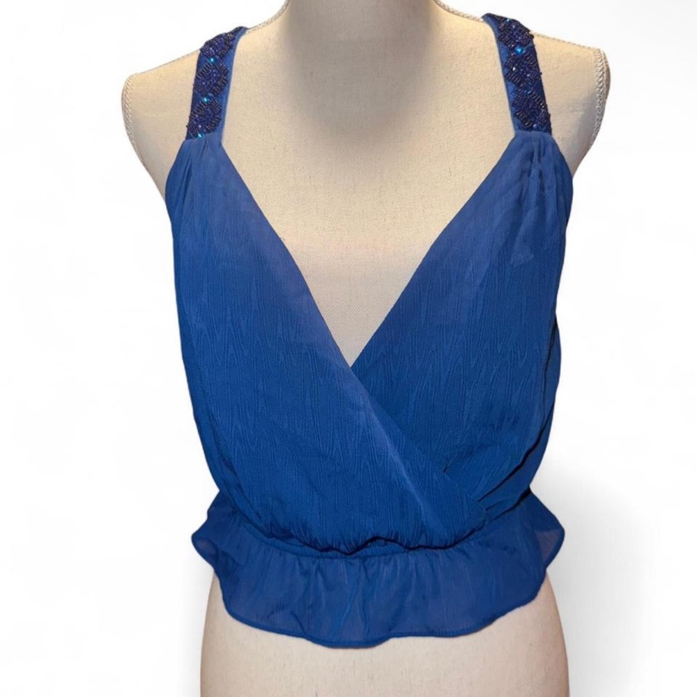 Bebe Royal Blue Embellished Crop Top